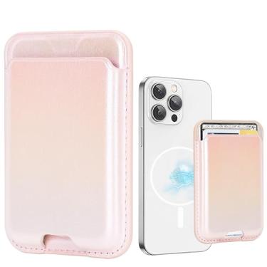 Imagem de BayPastel X Para carteira de cartão MagSafe, design de carteira magnética de couro fino para celular com suporte de cartão de crédito para iPhone 15/14/13/12 Mini/Plus/Pro/Pro Max, serve para 3