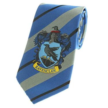 Imagem de Bioworld Gravata listrada de Harry Potter com brasão doméstico premium, Azul (Ravenclaw), tamanho �nico