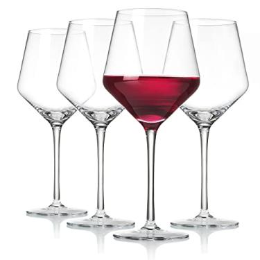 Imagem de KING CRYSTAL 4 taças de vinho com haste longa taças de vinho de cristal premium para aniversário de casamento, Natal (560 ml)