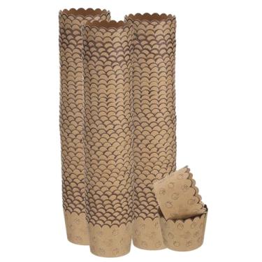 Imagem de HARFINGTON 150 peças de copos de papel para assar pequenos marrons de papel kraft, forro, cupcake, à prova de gordura, embalagens a granel descartáveis para casamento, aniversário, formatura, frutas
