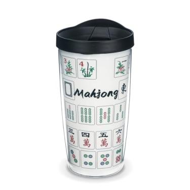 Imagem de EASYXQ Copo de viagem Mahjong Game com isolamento de parede dupla, caneca de plástico reutilizável de 473 ml com tampa mantém as bebidas frias e quentes, sem BPA, perfeita para festas, aniversário,