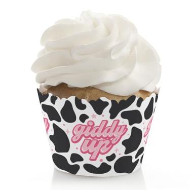 Imagem de Big Dot of Happiness Rodeo Cowgirl – Decorações de festa faroeste rosa – Embalagens de cupcake de festa – Conjunto de 12