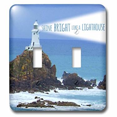 Imagem de 3dRose lsp_155658_2 Shine Bright Like a Lighthouse Inspiring Motivational Motivating Nautical Word Daying Light House Light Switch Cover