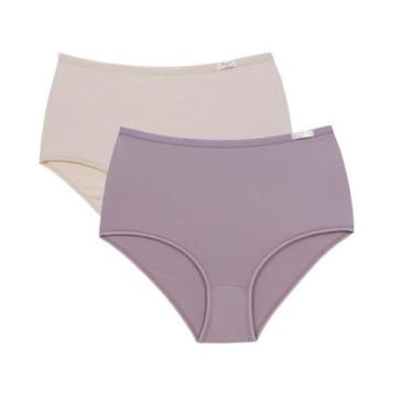 Imagem de Kit 2 Calcinhas Sloggi Maxi 24545 Cintura Alta Poliamida, G, Mink, Pra