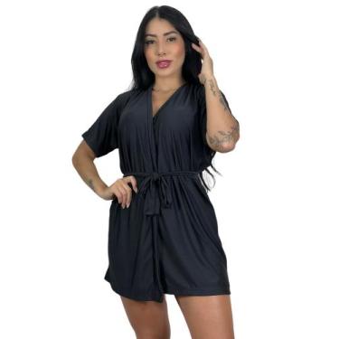 Imagem de Hobbey roupão feminino noiva robe romantic - TB modas, Preto, GG
