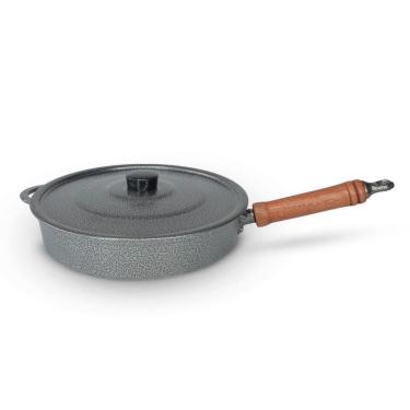 Imagem de Frigideira Fundida Alumínio Batido Grosso Com Tampa 26cm - Craqueado