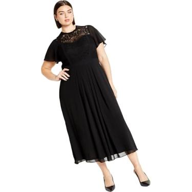 Imagem de City Chic Vestido feminino plus size de renda Niki, Preto, 46