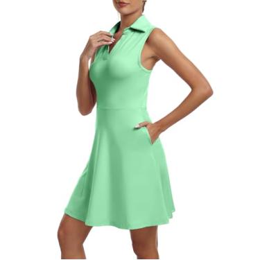 Imagem de FKEEP Vestido feminino de golfe com decote em V com shorts e bolso para treino atlético, 16 Verde claro, G