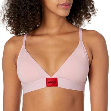 Imagem de HUGO Sutiã feminino triangular com etiqueta vermelha com enchimento removível, Rosa pastel claro, M