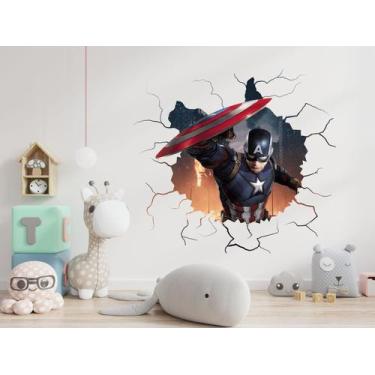 Imagem de Adesivo de Parede Capitão América Quarto de Meninos - Adesivos Kigrude