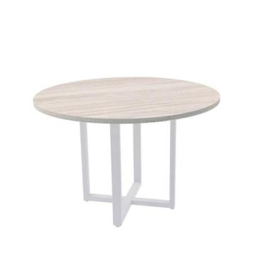 Imagem de Mesa de Reunião Redonda Tubular P25 Pandin 1,10 M Casablanca e Branco