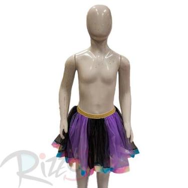 Imagem de Saia Tule Roxo/Preto - Barrado cores candy - 30cm - Mod 420 - 01 unida