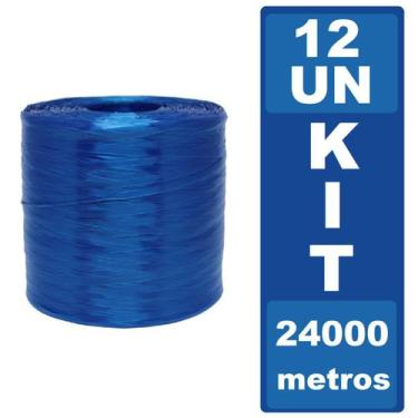 Imagem de 12 Fitilho Plástico Azul Resistente Macio Reciclável 2000m - Fitillacr