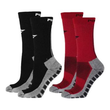 Imagem de Kit 2 Pares de Meias Penalty Grip Masculina, Preto, Vermelho, 39-44