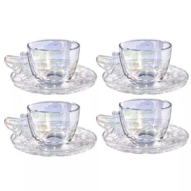 Imagem de Conjunto 4 Xícaras de Café com Pires Bee Rainbow  80ml Furta Cor JGXC101RB - Hauskraft