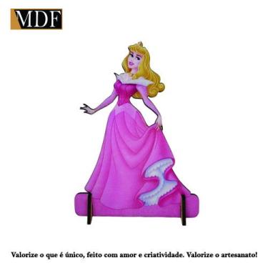 Imagem de Totem de Mesa Princesa Rosa 12cm Displays Aniversário Mdf Adesivado - 
