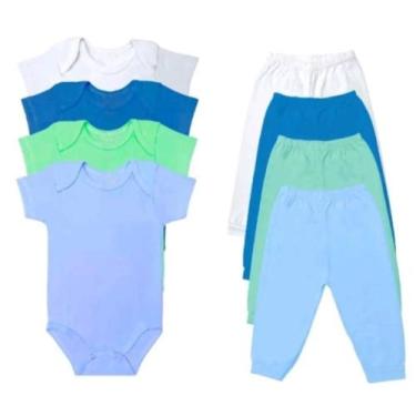 Imagem de Kit 8 Peças Body  Manga curto  e Mijão enxoval bebê - Luizinho , bel b