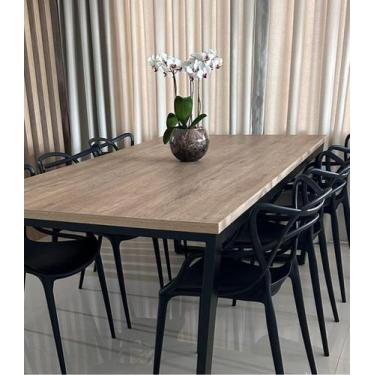Imagem de Mesa De Jantar Estilo Industrial 200 X 90 C/ 6 Cadeiras Allegra Fratin
