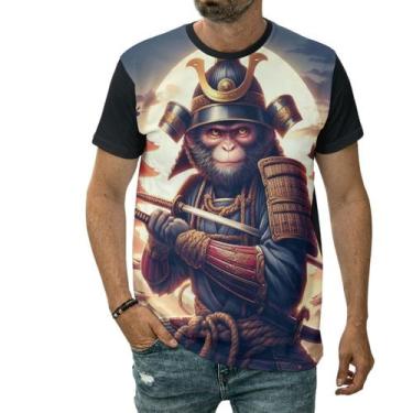 Imagem de Camiseta Macaco Samurai Estilo Guerreiro Com Espada Arte - Darkwood, 2