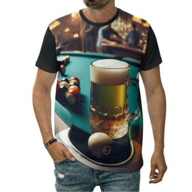 Imagem de Camiseta Mesa De Sinuca Com Cerveja Estampa Jogo De Bar Arte - Darkwoo