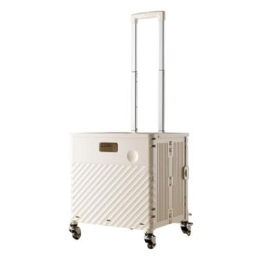 Imagem de carroça Carrinho de vagão de plástico com rodas dobrável utilitário vagão de mercearia jardim carrinho de mão portátil para compras transportando cargas pesadas dobrável