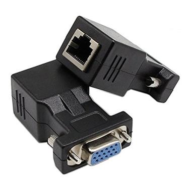 Imagem de Adaptador extensor VGA zdyCGTime VGA fêmea extensor de vídeo plugue para LAN CAT5 CAT5E CAT6 RJ45 adaptador de rede (pacote com 2)