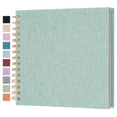 Imagem de Cherrich Pequeno Álbum de Recortes 8X8", Álbum de Fotos de Linho, Mini Álbum de Recortes, Livro de Memórias de Páginas Brancas Kraft para Casamento, Bebê, Família, Formatura, Viagem, Cachorro, Férias