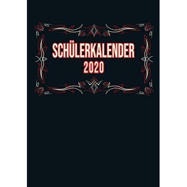 Imagem de Schülerkalender 2020: Wochenplaner zum notieren, organisieren und planen DIN A4. Kalender/Terminkalender/Monats- / Tagesübersicht/Kontakt- / Geburtstags listen/Design : Modern Tribal Rot Weiß