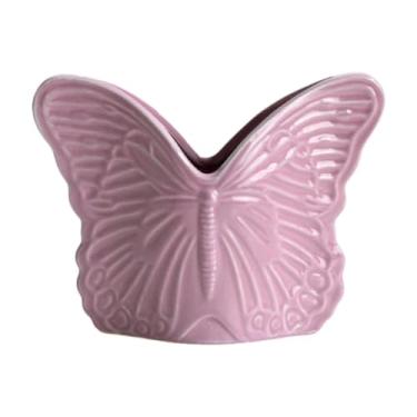 Imagem de Wswqop Vaso de borboleta arranjo de flores artesanato ornamento estátua colecionável vaso de mesa vaso de cerâmica para sala de estar estante quarto