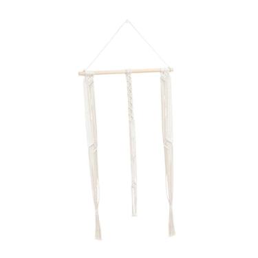 Imagem de Ｂｅｓｇａ Cabide de chapéu de parede em macramê tecido à mão Organizador de chapéu de cowboy multiuso para chapéus de aba larga Borlas decorativas de estilo