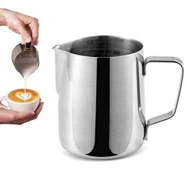 Imagem de Neretva Milk Frothing Pitcher 12 oz Milk Hand Held Frother Steamer Pitcher Jug Cup, Stainless Steel Steaming Pitcher, Latte Art Steaming Pitcher, Espresso Machine Accessories, Barista Tool (350ML)