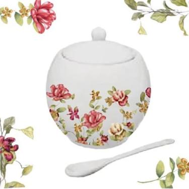 Imagem de Açucareiro com Colher de Porcelana Romântico Le Jardin Colors 350ml  H