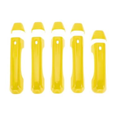 Imagem de TUCKBOLD Acabamento da tampa da maçaneta da porta para Jeep Wrangler JL JLU 2018-2021 durável | Tampa do puxador da porta traseira amarela 1 conjunto