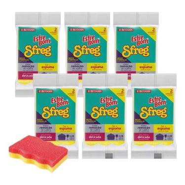 Imagem de Esponja Esfrebom Sfreg Limpeza Delicada Dupla Face - 6 Pac - Betanin