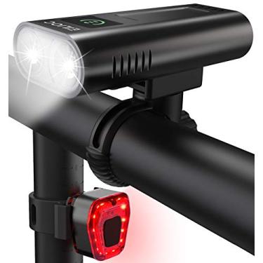 Imagem de EILIOC Luzes de bicicleta de 6400 mAh para andar à noite, lanterna de bicicleta recarregável USB C, frontal e traseira, super brilhante, 1200 lúmens, conjunto de faróis e lanternas traseiras para
