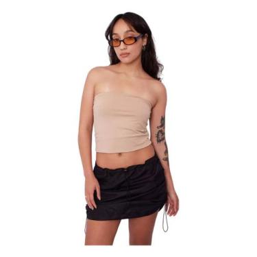 Imagem de Cropped Blusa sem alça Top Feminina - Shaitrend, Nude, G