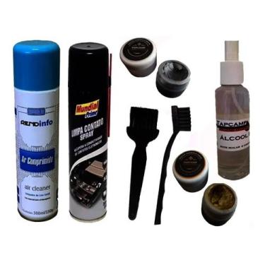 Imagem de Kit Pasta Silver gold Pincel Escova Limpa Contato Ar Comprimido - Kit 