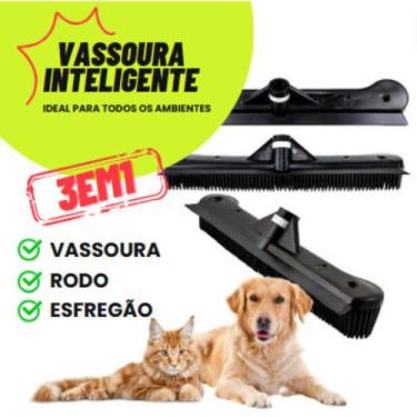 Imagem de Vassoura Rodo e Esfregão Pet Tira Pelos 3 em 1 Silicone Para Limpeza D