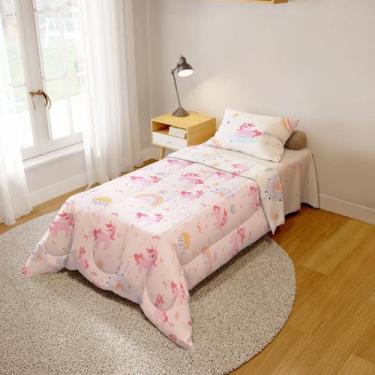 Imagem de Jogo de Edredom Infantil Dupla Face Unicórnio - KN DECOR