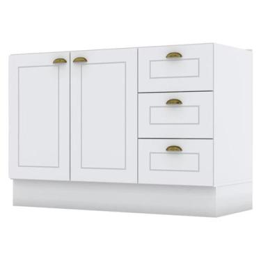 Imagem de Balcao Pia 2 Portas 3 Gavetas 120 cm C353 Americana Branco Henn, Branc