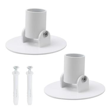 Imagem de Oedema 2 peças de suporte de haste de flange de ferro para cortina de chuveiro com parafusos, suportes de haste de armário resistentes montados na parede, branco