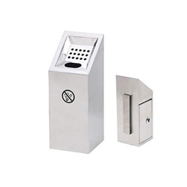 Imagem de FKJLUN Cinzeiros para Cigarros Exterior Cinzeiro Cilindro Montado na Parede Cinzeiro de Prata Inoxidável Montado na Parede Exterior Receptáculo de Extremidade de Cigarro Decoração Tabuleiro de