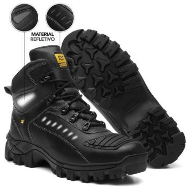 Imagem de Bota Motoqueiro Coturno Masculina Segurança Em Couro - MPR BOOTS, Pret