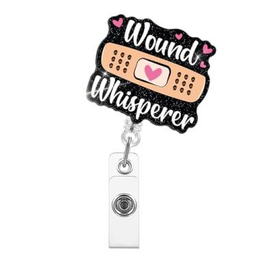 Imagem de Xipromi Carretéis de crachá Wound Whisperer retrátil com clipe, suporte de crachá engraçado para médicos de cuidados urgentes, presentes de cuidados de feridas para enfermeiras WOC enfermeiras
