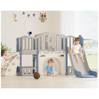 Imagem de Escorregador 9 em 1 XJD, Escorregador para Bebês a Partir de 1 Ano, Playground com Cesta de Basquete, Para Interior e Exterior (Azul), para