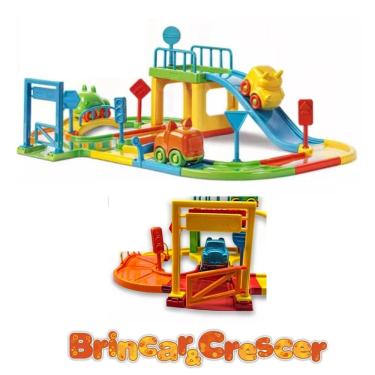 Imagem de Pista Baby Animal, Brinquedo Educativo com 2 Carrinhos, Rampa e Acessórios.