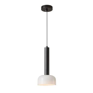 Imagem de BAZHIMAO Candeeiro suspenso LED preto, mini candeeiro de teto LED com abajur de balão de vidro, 5 W 3000 K/4000 K/6000 K candeeiro suspenso ajustável para entrada de cozinha