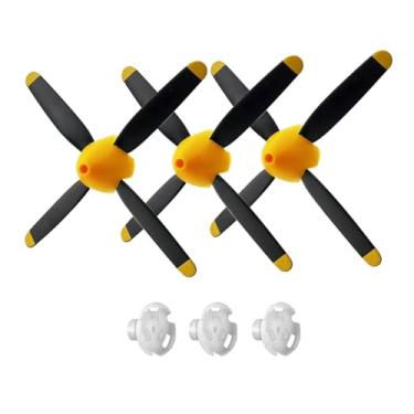 Imagem de RCkuler 3 Sets of 4-Blade Propeller Spare RC Plane Propellers, Compatible for Volantexrc Brushless Plus P-51 Mustang Rc Airplane Nose Cone Kit Props, with Saver and Adapter