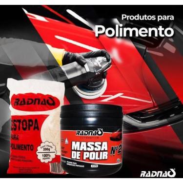 Imagem de Kit Massa Tira Risco E Da Brilho De Polir N2 Radnaq + estopa
