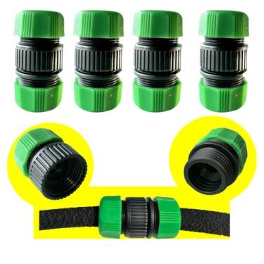 Imagem de Cuckoo Sistema de irrigação Conector rápido de mangueira Conectores de diâmetro de 1/5.1 cm (fêmea e macho e conector rígido) Conexões de mangueira Adaptador de mangueira de jardim preto, pacote com 6